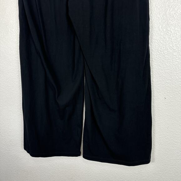 Eileen Fisher Pants Women XS Black Pull On Wide Leg Cropped Organic Cotton Knit - Picture 7 of 10